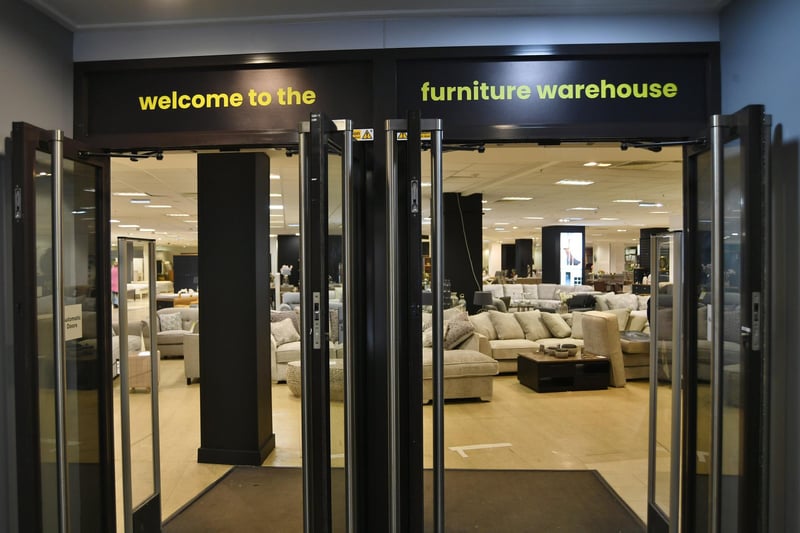 The entrance to Furniture Warehouse in Westgate, Peterborough