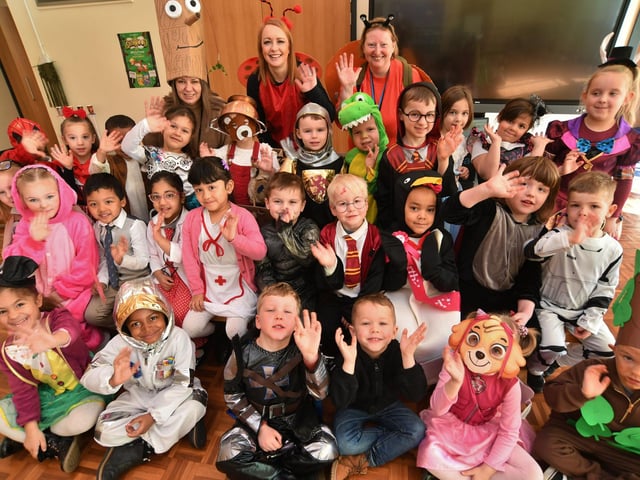 Pupils from Oakdale Primary School taking part in World Book Day