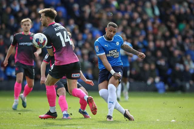 Jonson Clarke-Harris scored his 24th League One goal of the serasin against Exeter City on Easter Monday. Photo: Joe Dent.