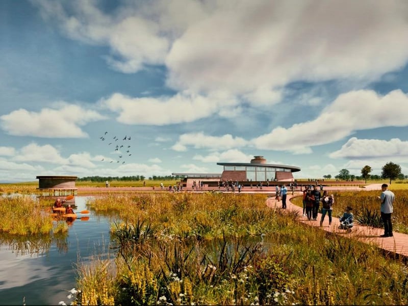 An artist's impression of how the area around the proposed Recreation Hub could look.