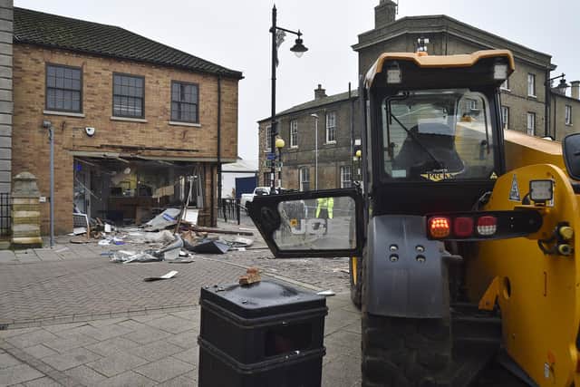 The scene after the ram raid at the Nationwide building society in Whittlesey last month