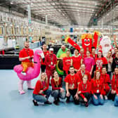 The staff at Amazon in Peterborough who have raised more than £1,000 for Comic Relief.