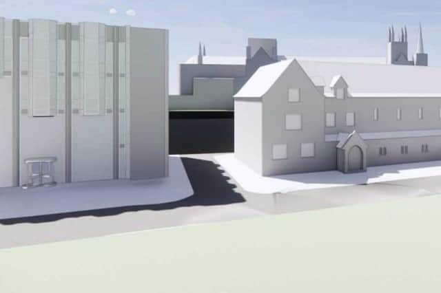 The proposed Cathedral view created by the addition to the new restaurant/cafe at Northminster.