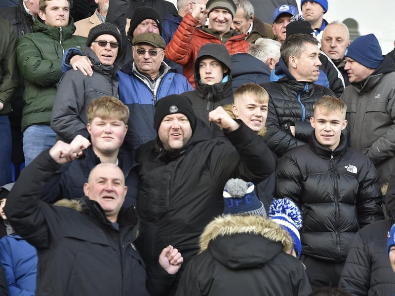 Peterborough United fans enjoy the 5-2 win over Plymouth Argyle.