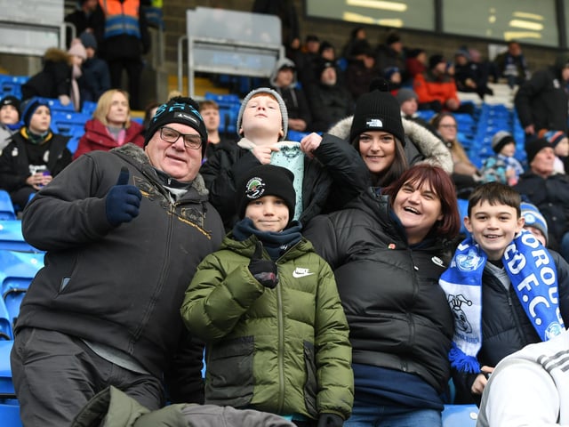 Peterborough United fans take in the win over Shrewsbury Town.