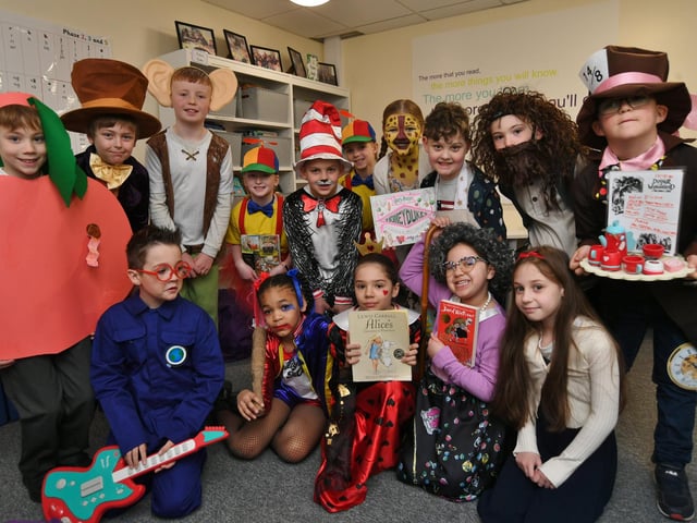 Pupils from Oakdale Primary School taking part in World Book Day