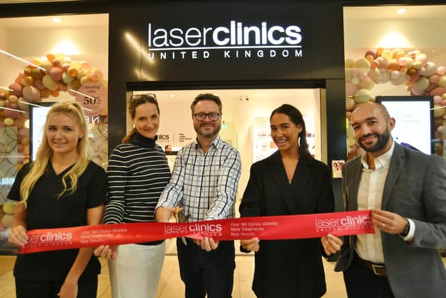 The opening of Laser Clinics in the Queensgate shopping centre, from left, Svetlana Fedina, Sara Sands, Matt Sands, Lauren Mooney and Ricardo Figueira.