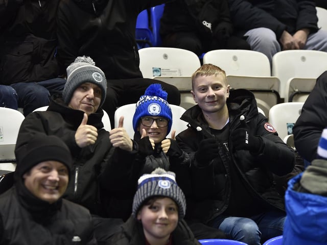 Peterborough United fans watch the 0-0 draw with Charlton Athletic.