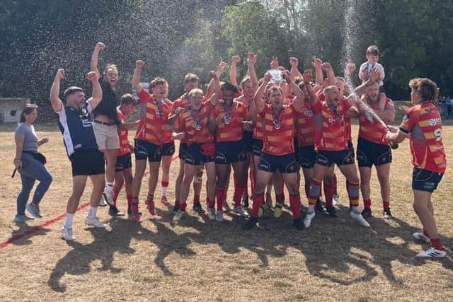 Peterborough Rugby League Club celebrate their Grand Final win.