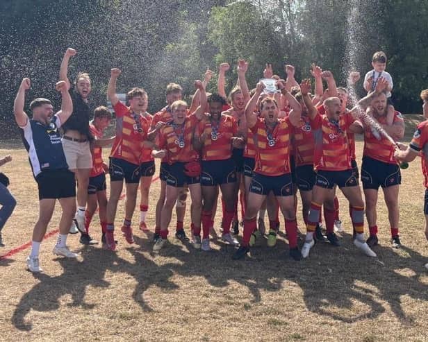Peterborough Rugby League Club celebrate their Grand Final win.