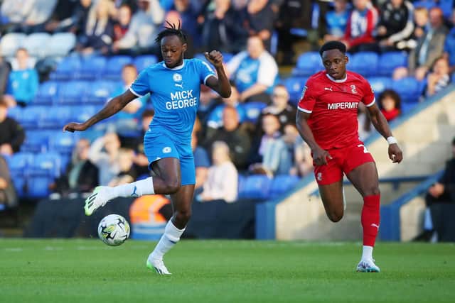 Ricky-Jade Jones of Peterborough United during the EFL Cup match between Peterborough and Swindon Town at London Road. Photo: Joe Dent.