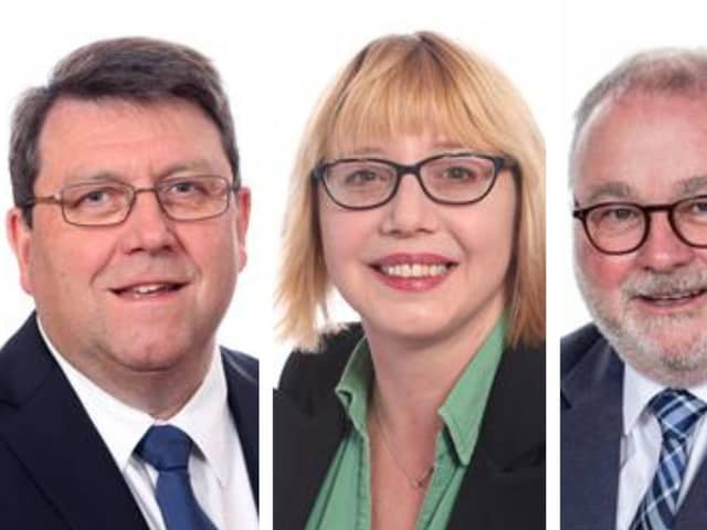 Cllr Chris Harper (left), Cllr Nicola Day (centre) and Cllr Wayne Fitzgerald (right) have all been chosen as group leaders