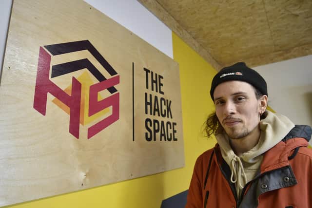 Tyler Clark at the  HackSpace, in Bretton, Peterborough, is fighting to reopen the facility.