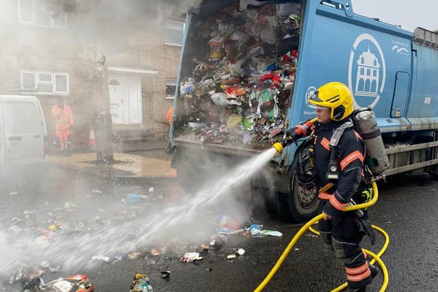 The latest fire which damaged the bin lorry