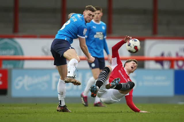 Jack Taylor in action for Posh at Morecambe. Photo: Joe Dent/theposh.com