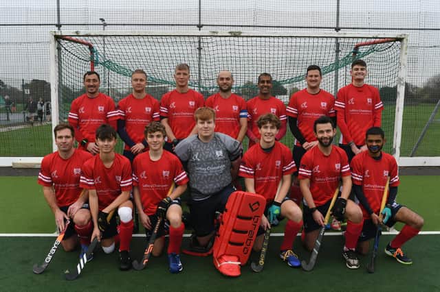 City of Peterborough 2nds before a 2-0 defeat to Chelmsford 1sts, front row, left to right, Chris Burden, Angus Owen, Louie Raybold, Luke Barkworth, Tom Tufnell, Joe Youngs, Kunal Patel, back, Carl Daniels, Ally Sitton, Tom Grimshaw, Will Astbury, Sanjay Dhanani, Stuart Biggs, Jacob Hings. Photo: David Lowndes.