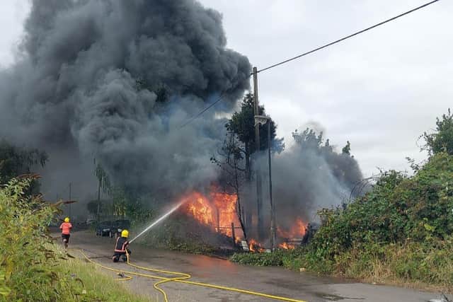 Firefighters tackle the blaze at the scrapyard in Wisbech