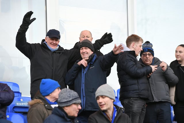Peterborough United fans take in the win over Shrewsbury Town.