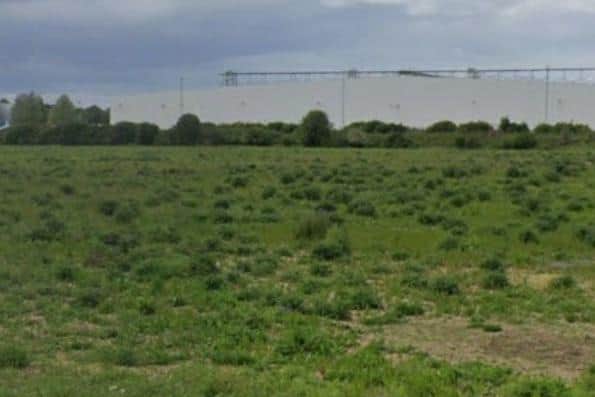 The development site off Staplee Way,. Peterborough, and close to the Tesco distribution centre