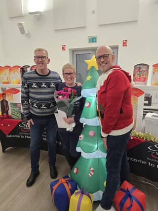 Lesley with her Team Developer Jamie Holland and Team Developer Scott Smith