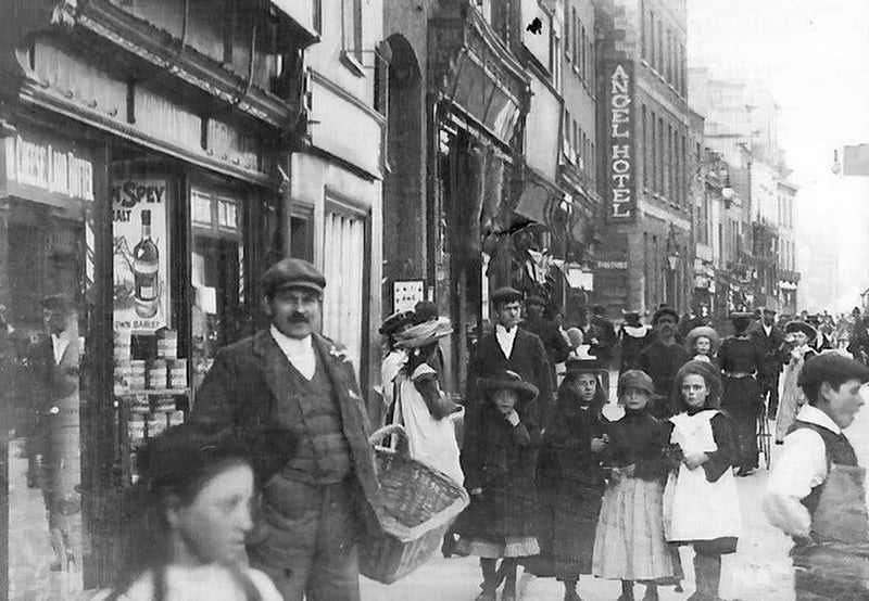 Looking along Narrow Street towards Market Place in the early 1900s.