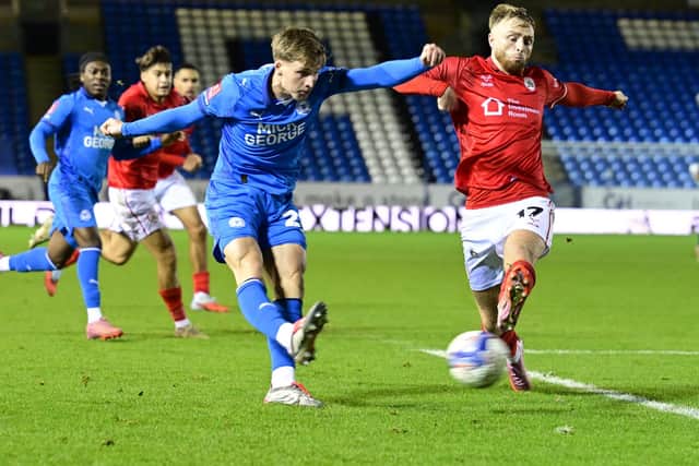 Jimmy-Jay Morgan shoots for goal. Photo: David Lowndes.