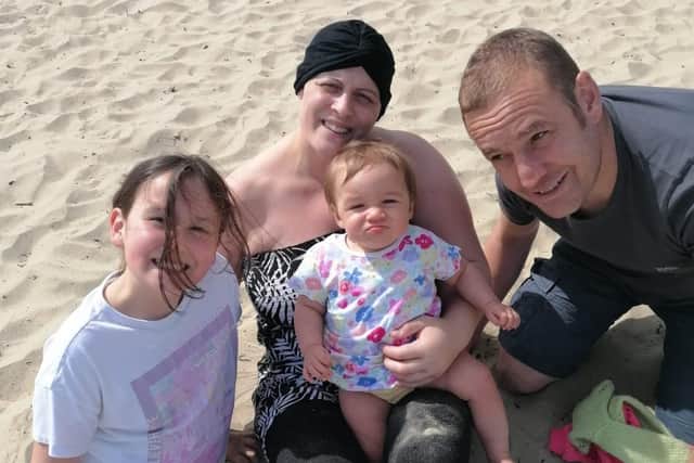 Sarah Dilworth, 39, with her husband Jon Dilworth, 39, and their two daughters Bella, 10, and Paige, who is one