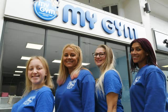Megan Walker, Nikola Harrison, Sophie Fryer and Liliana Sousa, staff at My Gym at Orton Shopping Centre