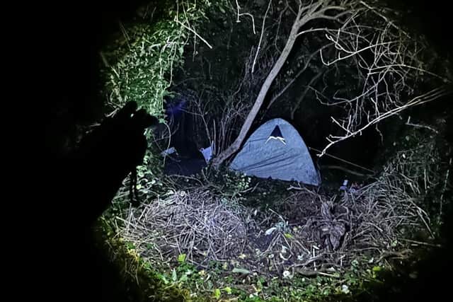 A tent in a field near Peterborough