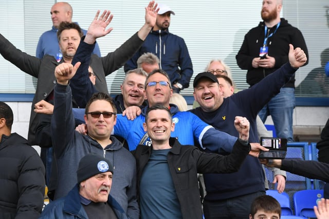 Peterborough United fans during the defeat to Ipswich Town on 22nd April 2023.