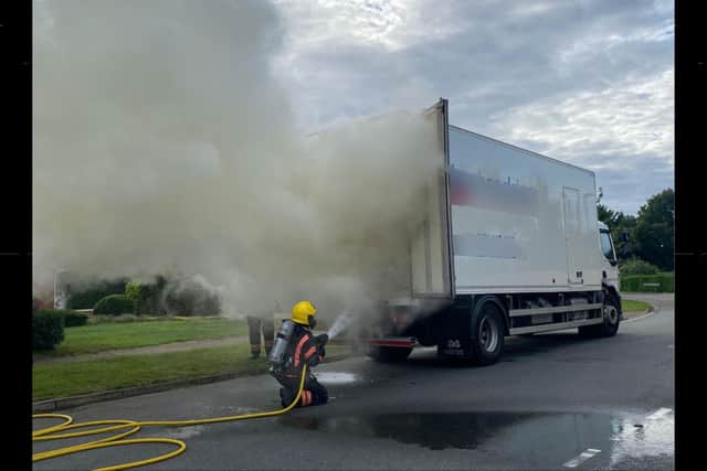 Crews respond to the lorry fire in Bretton.