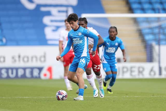 Joel Randall in action for Posh against Stevenage. Photo Joe Dent/theposh.com.