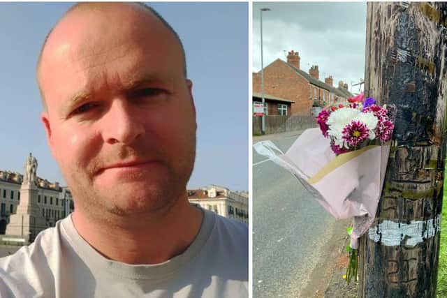 Robin Sanderson, who was killed in a collision in Saxby Road, Melton, and floral tributes left at the scene