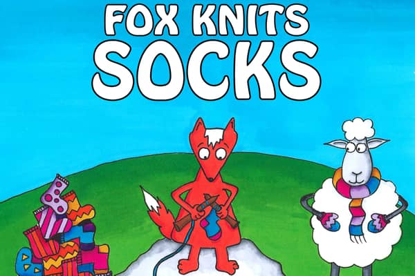 Fox Knits Socks, a tale of a kindly vegetarian fox who knits garments for his sheep friends, will be available for purchase from May 25.