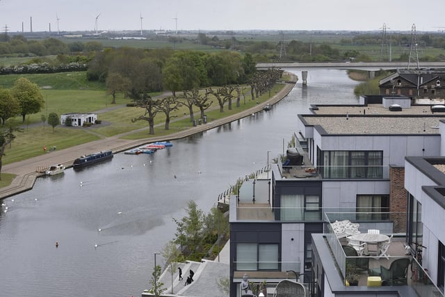 Views along the River Nene from the rooftop terrace of the Hilton Garden Inn hotel in Peterborough.