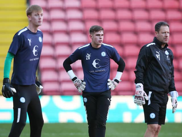 Mark Tyler (right) with Posh goalkeepers from last season Lucas Bergstrom (left) and Will Blackmore (right). Photo: Joe Dent/theposh.com.