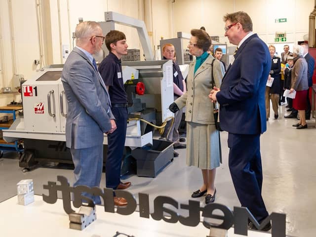 Princess Anne meets apprentices at Stainless Metalcraft in Chatteris.