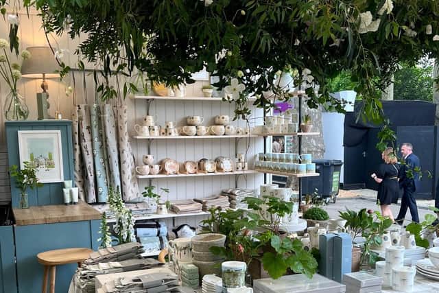 The interior of the Sophie Allport five-star winning trade stand at the Chelsea Flower Show.