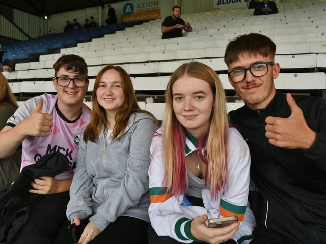 Fans enjoy Posh beating Swindon Town on pens in the EFL Cup at the Weston Homes Stadium on 8th Aug 2023.