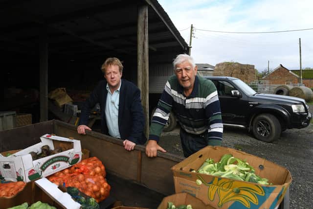 Roy Plummer with Peterborough MP Paul Bristow in Newborough.