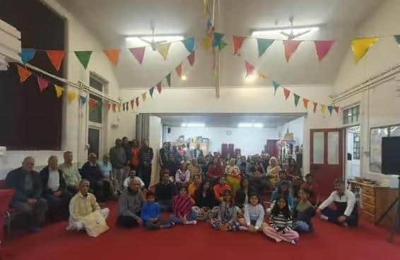 Worshippers at Bharat Hindu Samaj on Rock Road, Peterborough