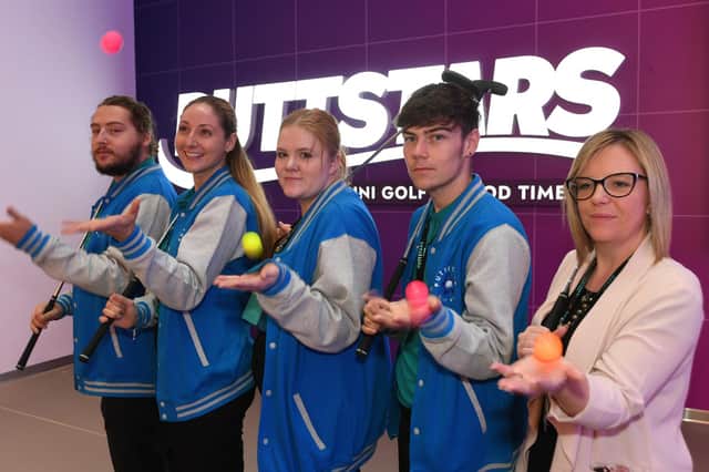 Staff at the opening of Puttstars at Queensgate