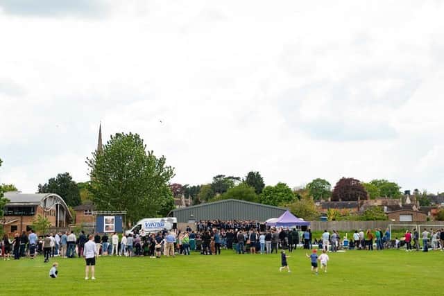 Past and present pupils, staff and families gathered on the school's Cheatle Field to celebrate