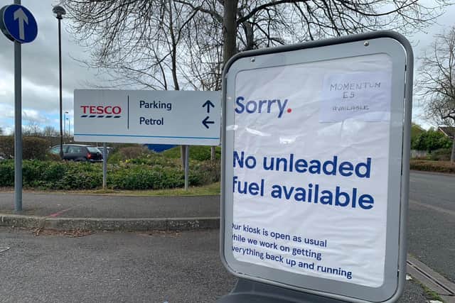 Tesco Petrol Station in Staniland Way had no unleaded fuel earlier on Thursday, 7 April.
