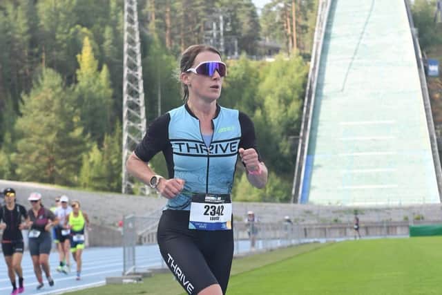 Louise Hathaway racing in Finland.