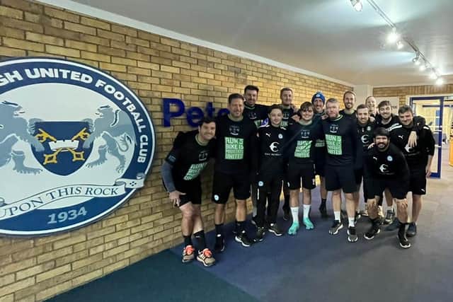 The Peterborough United staff that took on the Prostate Cancer UK challenge.