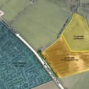 The location of the solar farm. The orange area has been approved.