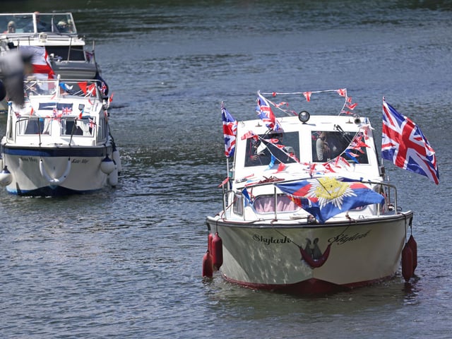 A flotilla of boats from Peterborough Yacht Club at the Embankment to celebrate D Day