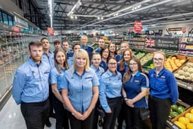 Staff at the official opening of the Aldi store in Eastrea Road, Whittlesey, Peterborough.