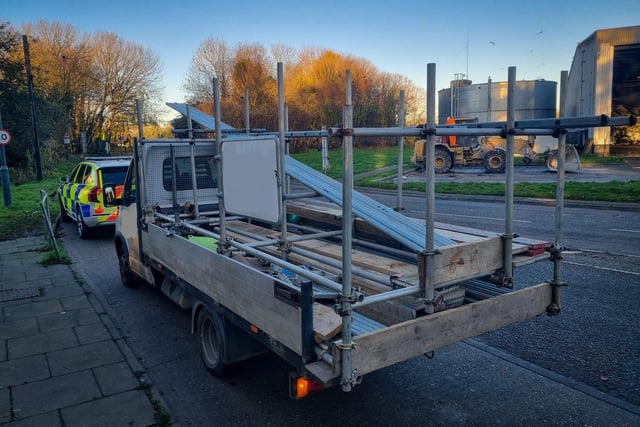 This vehicle transporting scaffolding was almost half a ton overweight.